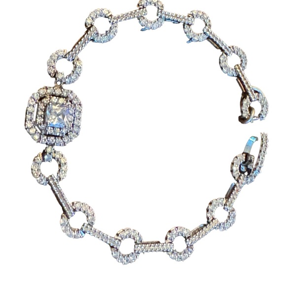 Sterling silver STAUER 925 fancy art deco link bracelet - Picture 1 of 4